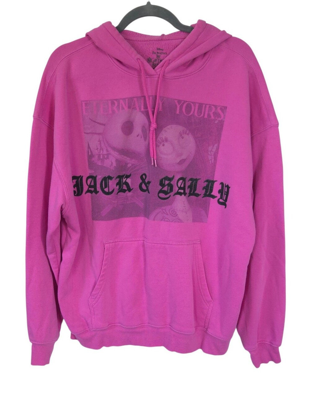 Disney Nightmare Before Christmas Jack Sally Graphic Pink Hoodie XXL Goth Alt